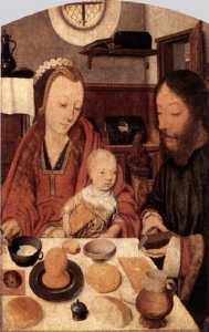 Jan Mostaert - The Holy Family at Table