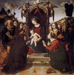 Piero Di Cosimo (Piero Di Lorenzo) - Virgin and Child Enthroned with Saints