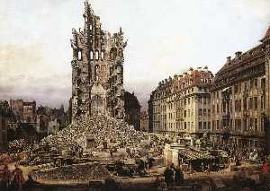 Bernardo Bellotto - The Ruins of the Old Kreuzkirche in Dresden - (buy famous paintings)
