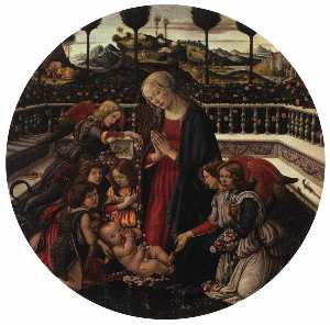 Francesco Di Giovanni Botticini - Madonna with Child, St John the Baptist, and Angels