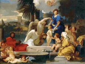 Sébastien Bourdon - The Holy Family with St Elizabeth and the Infant St John the Baptist