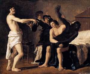 Christiaen Van Couwenbergh - Three Young White Men and a Black Woman