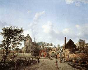 Jan Van Der Heyden - Approach to the Town of Veere