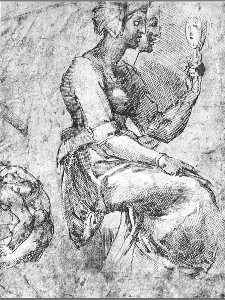 Michelangelo Buonarroti - Study of a Seated Woman