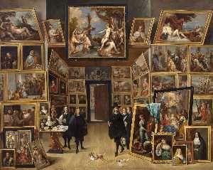 David The Younger Teniers - Archduke Leopold Wilhelm in his Gallery