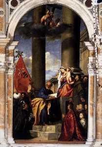 Tiziano Vecellio (Titian) - Madonna with Saints and Members of the Pesaro Family