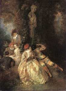 Jean Antoine Watteau - Harlequin and Columbine