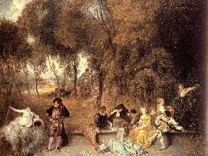 Jean Antoine Watteau - Merry Company in the Open Air