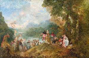 Jean Antoine Watteau - The Embarkation for Cythera - (buy paintings reproductions)