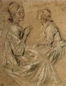 Jean Antoine Watteau - Two Seated Women