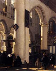 Emanuel De Witte - Interior of a Protestant Gothic Church