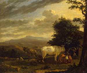 Karel Dujardin - Landscape with Cattle