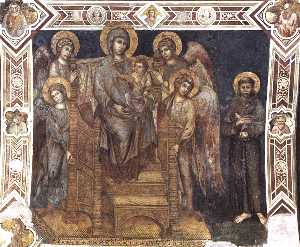 Cimabue - Madonna Enthroned with the Child, St Francis and Four Angels