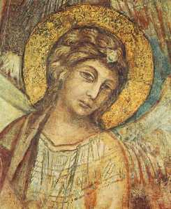 Cimabue - Madonna Enthroned with the Child, St Francis and four Angels (detail)