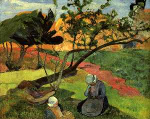 Paul Gauguin - Little Girls (Landscape with Two Breton Girls)