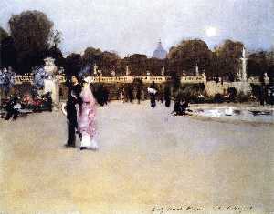 John Singer Sargent - The Luxembourg Gardens at Twilight (also known as Twilight in the Luxembourg Gardens)
