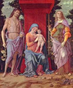 Andrea Mantegna - Madonna mit Hl. Maria Magdalena und Hl. Johannes dem T ufer