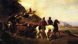 William Hahn - Mexican Cattle Drive in Southern California