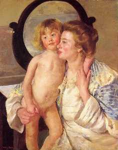 Mary Stevenson Cassatt - Mother and Child (also known as The Oval Mirror)