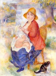 Pierre-Auguste Renoir - -Motherhood (also known as Woman Breast Feeding Her Child)-