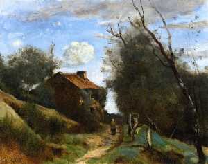 Jean Baptiste Camille Corot - Path Towards a House in the Countryside