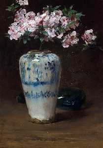 William Merritt Chase - Pink Azalea in a Chinese Vase