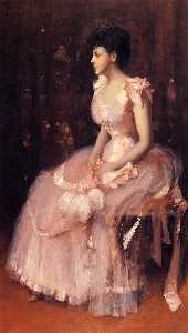 William Merritt Chase - Portrait of a Lady in Pink (also known as Lady in Pink - Portrait of Mrs. Leslie Cotton)