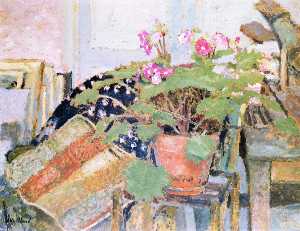 Jean Edouard Vuillard - Pot of Flowers in the Studio, rue Truffaut