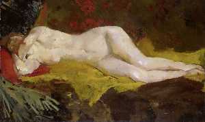 George Hendrik Breitner - Reclining Nude (also known as Anne, lying naked on a yellow cloth)