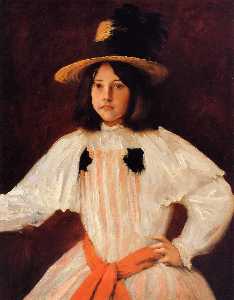 William Merritt Chase - The Red Sash (also known as Portrait of the Artist-s Daughter)