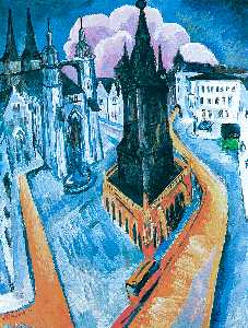Ernst Ludwig Kirchner - The Red Tower at Halle - (buy famous paintings)