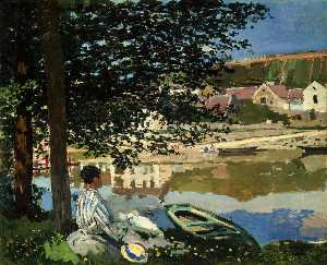 Claude Monet - River Scene at Bennecourt