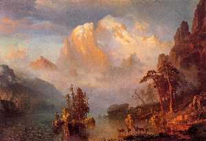 Albert Bierstadt - Rocky Mountains - (own a famous paintings reproduction)