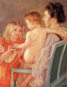 Mary Stevenson Cassatt - Sara Handing a Toy to the Baby