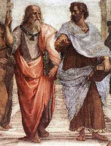 Raphael (Raffaello Sanzio Da Urbino) - The School of Athens (detail 1) (Stanza della Segnatura) - (buy paintings reproductions)