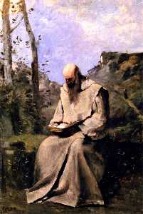 Jean Baptiste Camille Corot - Seated Monk Reading