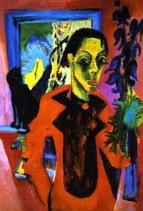 Ernst Ludwig Kirchner - Self Portrait with Cat