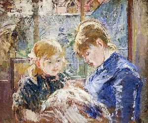 Berthe Morisot - The Sewing Lesson (also known as The Artist-s Daughter, Julie, with Her Nanny)