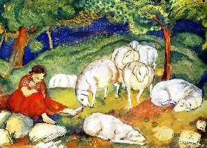 Franz Marc - Shepherdess with Sheep