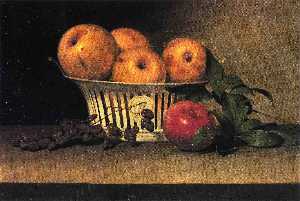 Raphaelle Peale - Still Life with Raisins, Yellow and Red Apples in Porcelain Basket