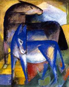 Franz Marc - Two Blue Donkeys (also known as Horse and Donkey)