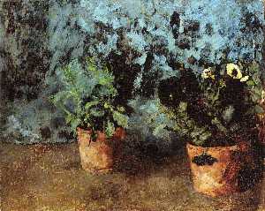 Carl Eduard Schuch - Two Flower Pots with Pansies