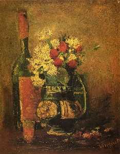 Vincent Van Gogh - Vase with Carnations and Bottle