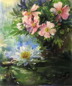 John La Farge - Wild Roses and Water Lily - Study of Sunlight