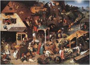 Pieter Bruegel The Elder - The World Upside Down (also known as The Flemish Proverbs)