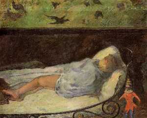 Paul Gauguin - Young Girl Dreaming (also known as Study of a Child Asleep, the Painter-s Daughter, line, rue Carcel)