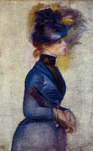 Pierre-Auguste Renoir - Young Woman in Bright Blue at the Conservatory