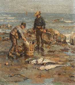 Frederick William Jackson - Strandszene Mit Zwei Fischern