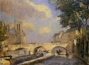 Albert-Charles Lebourg (Albert-Marie Lebourg) - La Seine a Paris au Pont Notre Dame