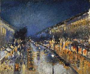 Camille Pissarro - Boulevard Montmartre at Night Sun